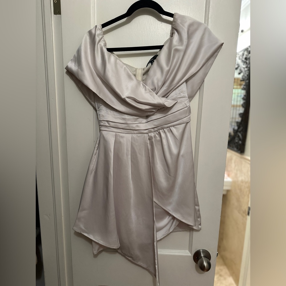 Off the shoulder cream dress